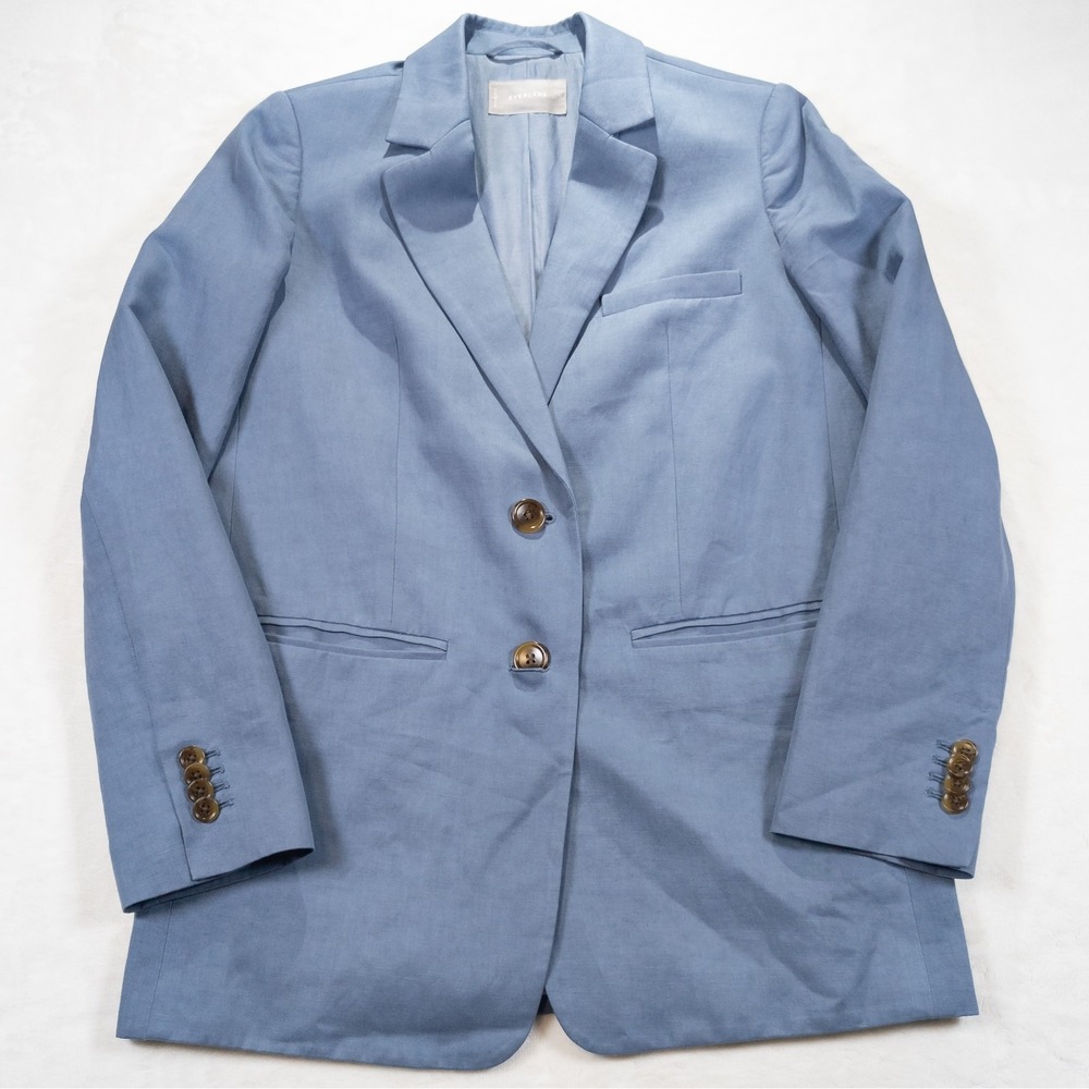 EVERLANE Linen Oversized Blazer Womens Petite Light Blue Suit Jacket Size 00